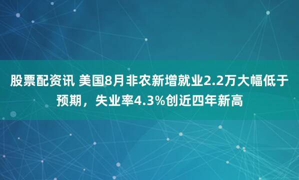 股票配资讯 美国8月非农新增就业2.2万大幅低于预期，失业率4.3%创近四年新高