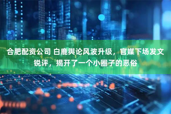 合肥配资公司 白鹿舆论风波升级，官媒下场发文锐评，揭开了一个小圈子的恶俗