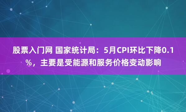 股票入门网 国家统计局：5月CPI环比下降0.1%，主要是受能源和服务价格变动影响